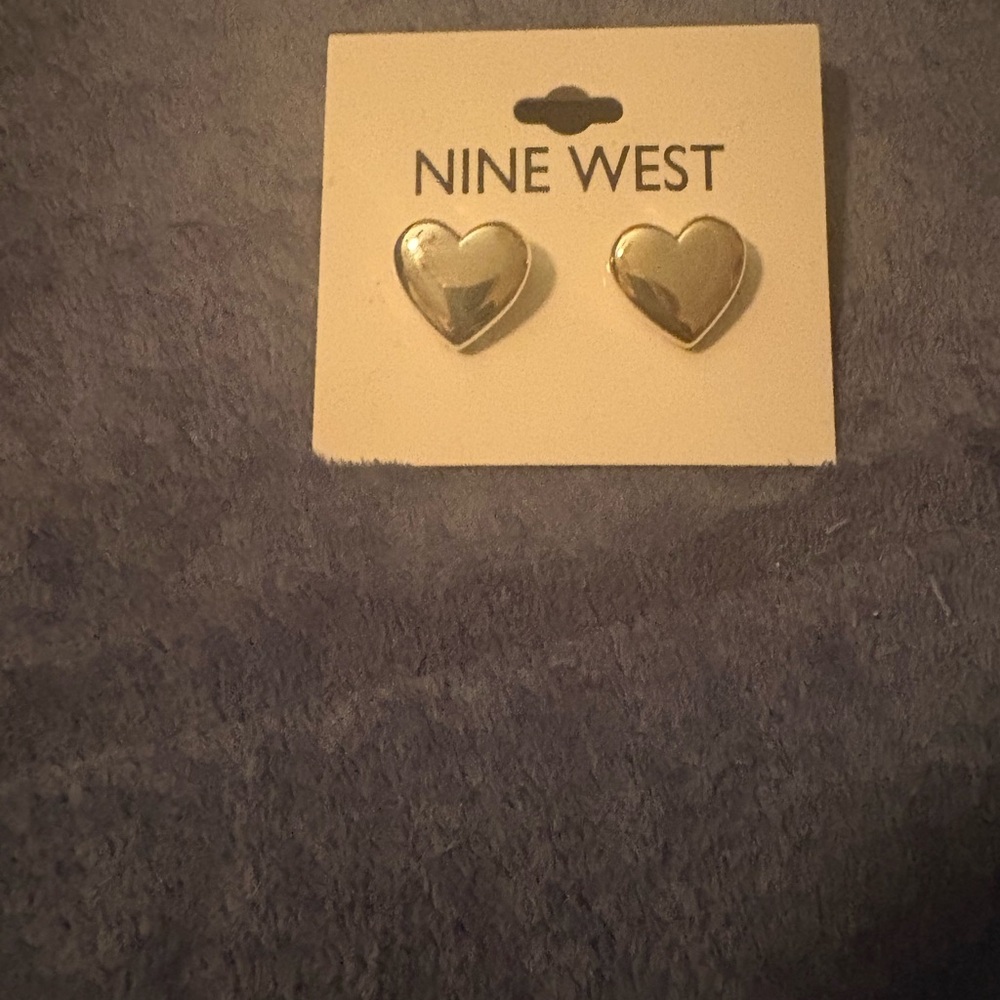 Nine West Shiny Silver  Heart Earrings